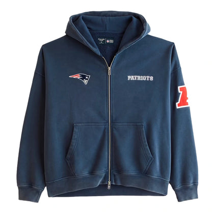 Abercrombie & Fitch Navy New England Patriots Fleece Full-Zip Hoodie
