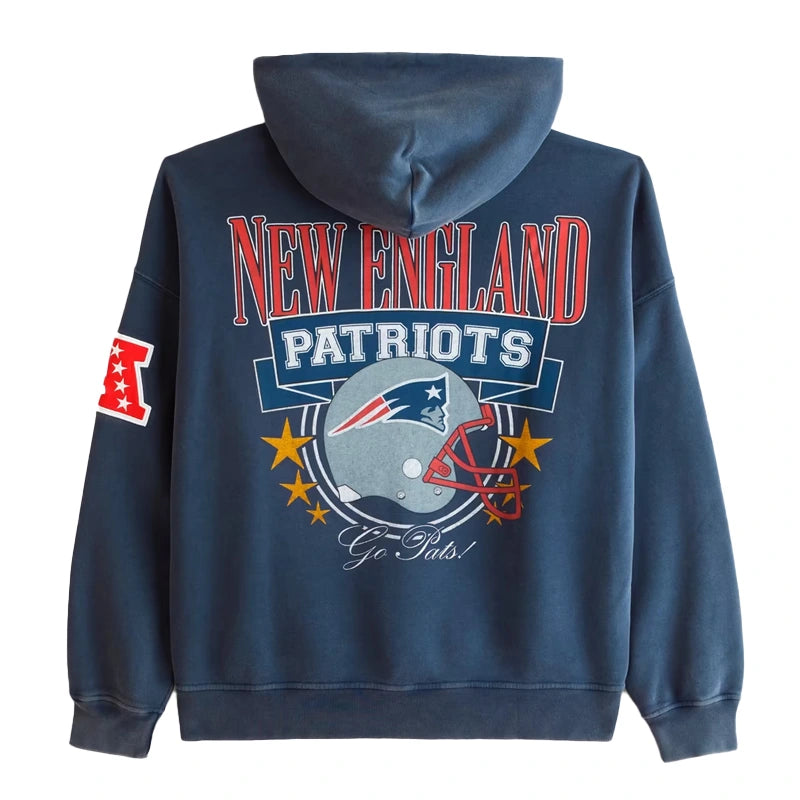 Abercrombie & Fitch Navy New England Patriots Fleece Full-Zip Hoodie