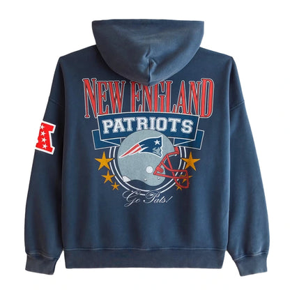 Abercrombie & Fitch Navy New England Patriots Fleece Full-Zip Hoodie