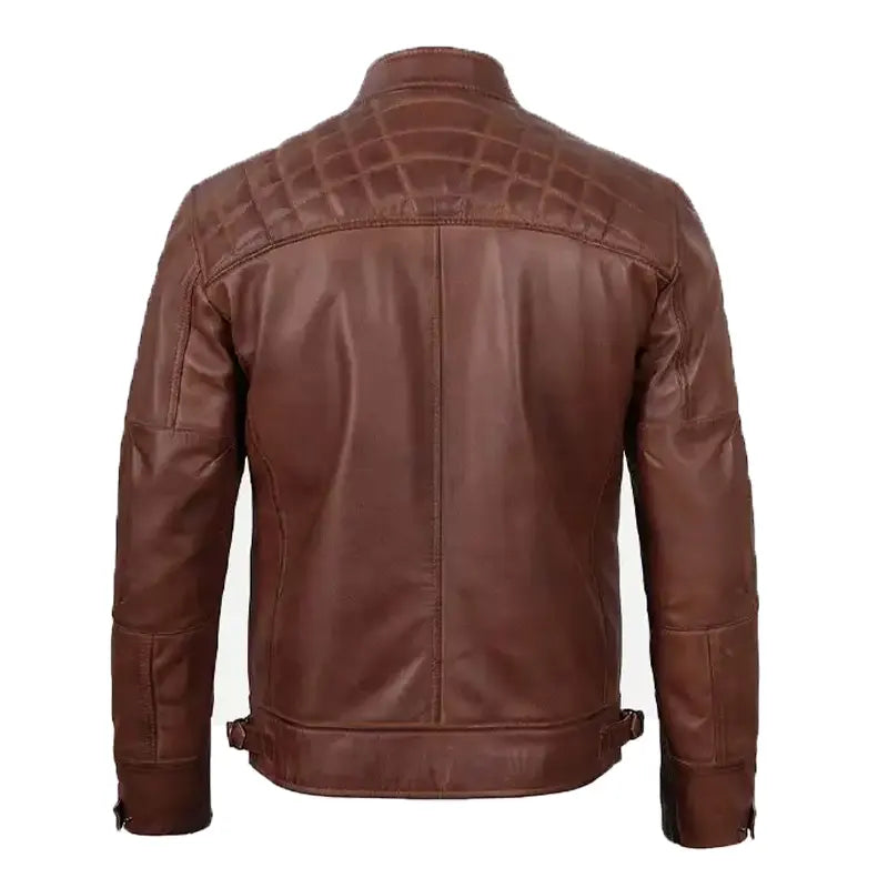 Brown Cafe Racer Leather Jacket