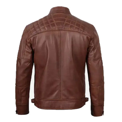 Brown Cafe Racer Leather Jacket