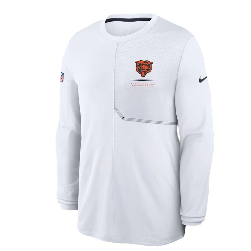 Chicago Bears 2026 White Sideline Coach Long-Sleeve T-Shirt