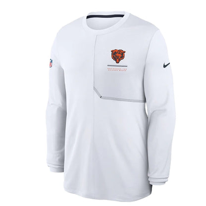 Chicago Bears 2026 White Sideline Coach Long-Sleeve T-Shirt