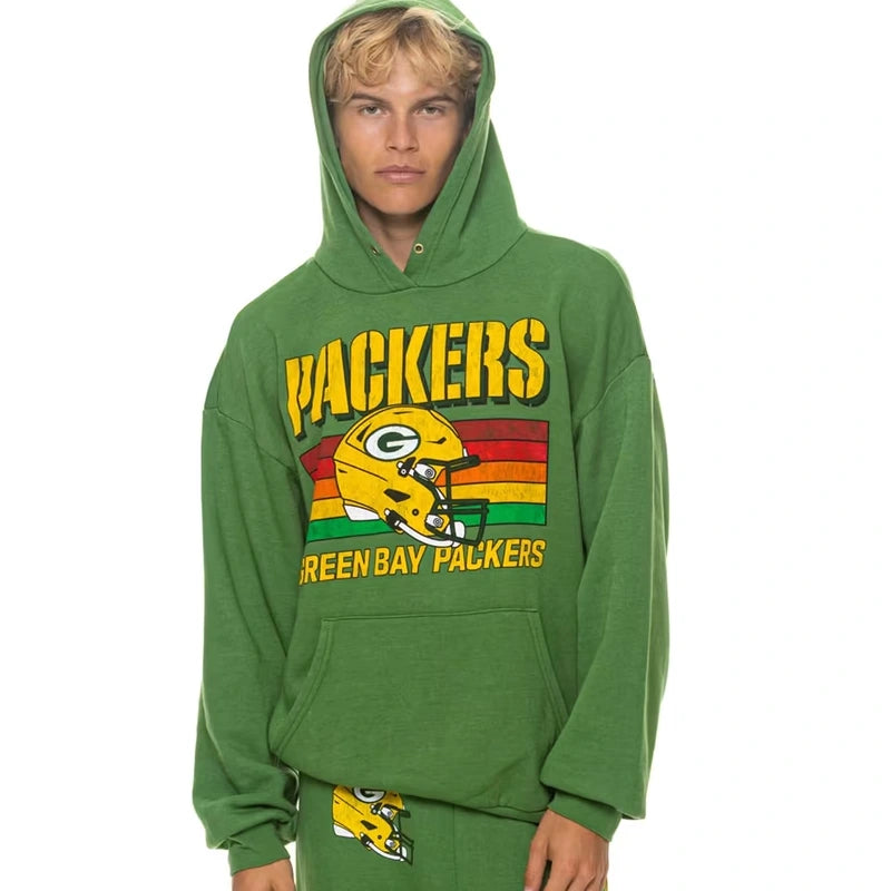 Green Bay Packers Aviator Nation Green Relaxed Tri-Blend Hoodie