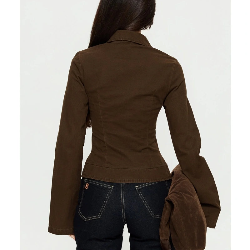 Kelehan Long Sleeve Zip Front Jacket Stonewashed Brown