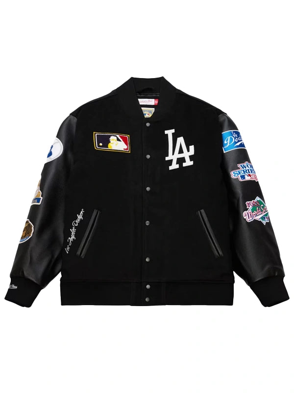 Los Angeles Dodgers Black Out Collection Vintage Logo Full-Snap Varsity Jacket