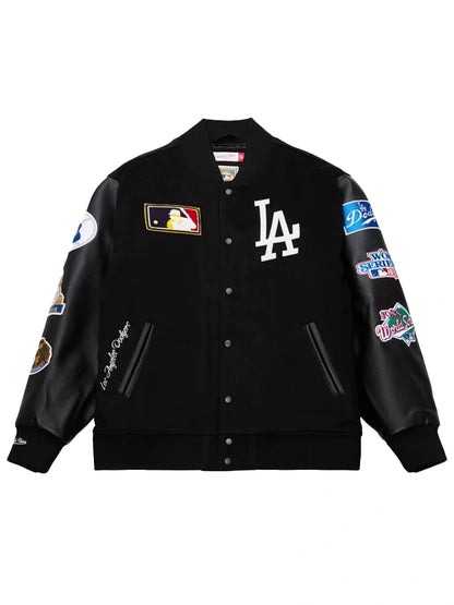 Los Angeles Dodgers Black Out Collection Vintage Logo Full-Snap Varsity Jacket