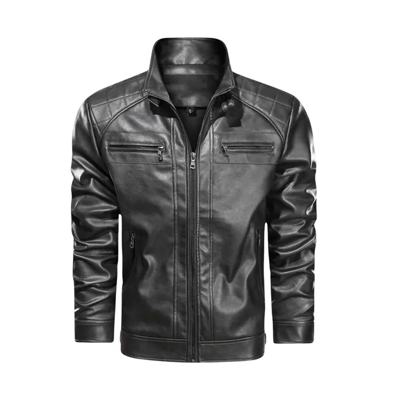 Men Black Diamond Quilted Leather Jacket