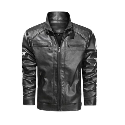 Men Black Diamond Quilted Leather Jacket
