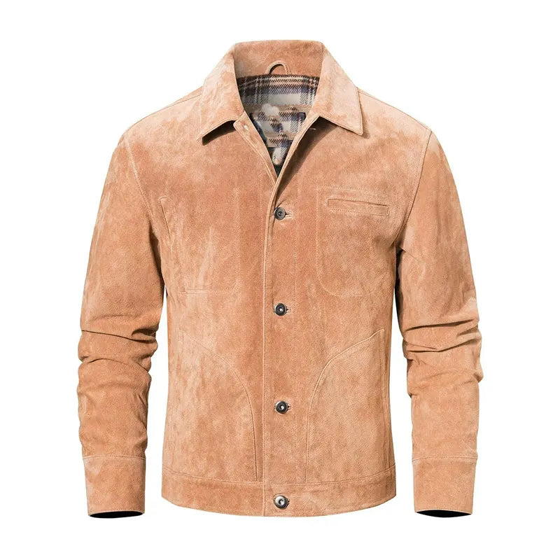 Men's Beige Suede Leather Jacket