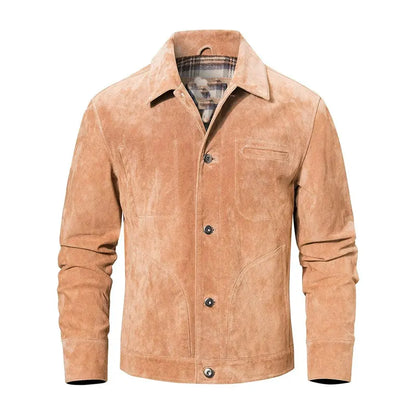 Men's Beige Suede Leather Jacket