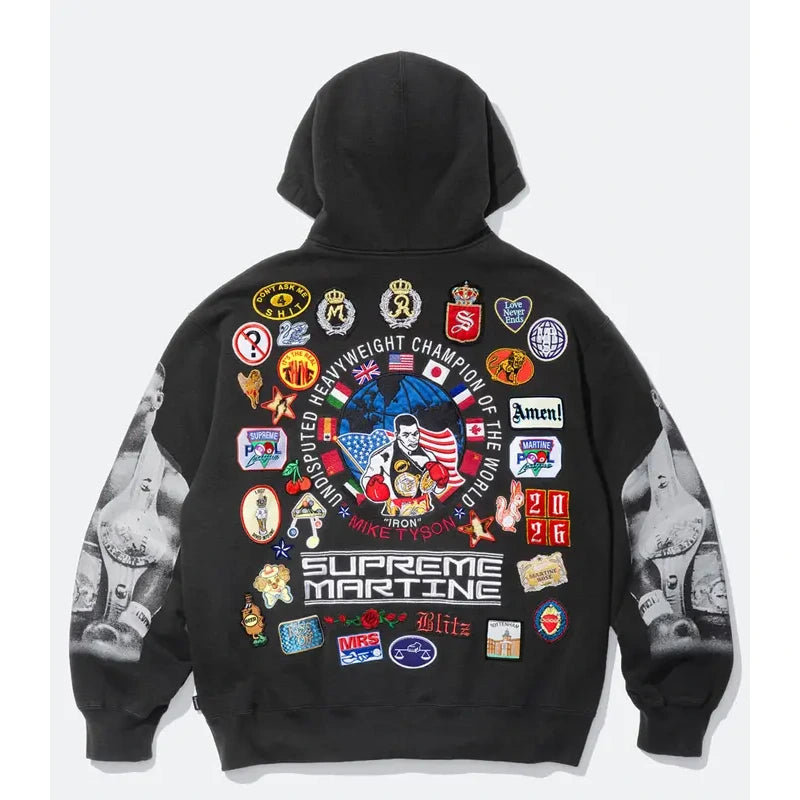 Mike Tyson Supreme Martine Black Zip-Up Hoodie