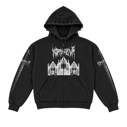 N0RTH4EVR Cathedral Zip Hoodie