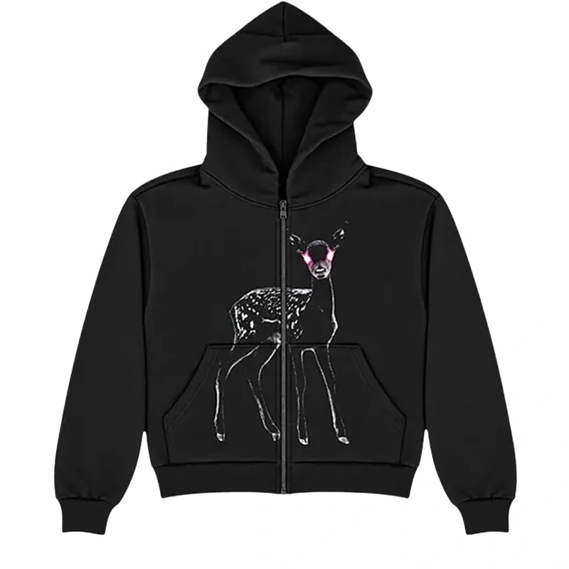 N0RTH4EVR Fawn Cropped Zip Hoodie