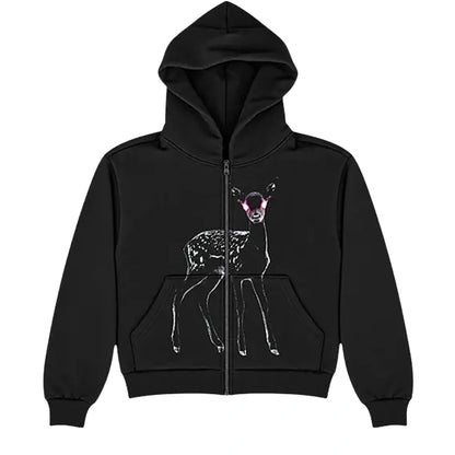 N0RTH4EVR Fawn Cropped Zip Hoodie