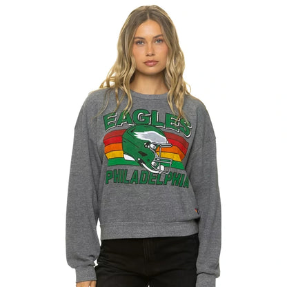 Philadelphia Eagles Aviator Nation Heather Gray Relaxed Tri-Blend Sweatshirt