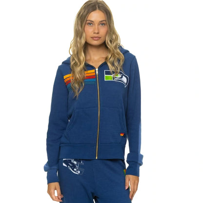 Seattle Seahawks Aviator Nation College Navy Tri-Blend Full-Zip Hoodie