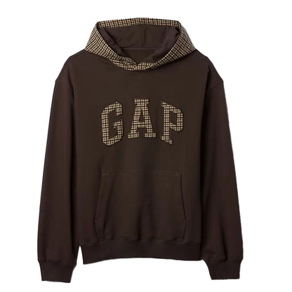Gap Houndstooth Logo Hoodie Terra Brown