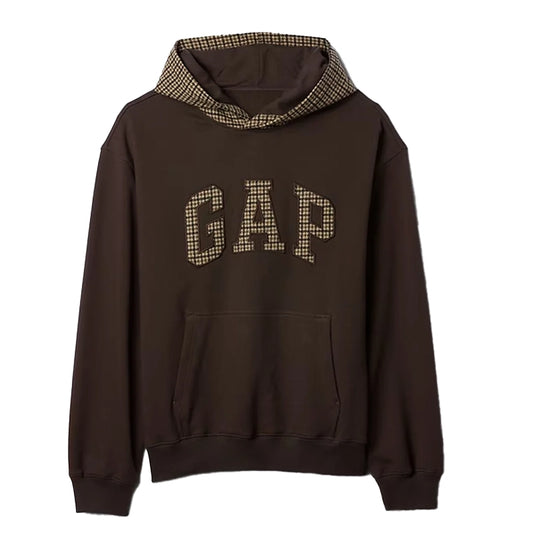 Gap Houndstooth Logo Hoodie Terra Brown