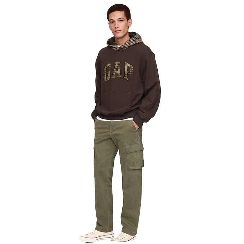 Gap Houndstooth Logo Hoodie Terra Brown