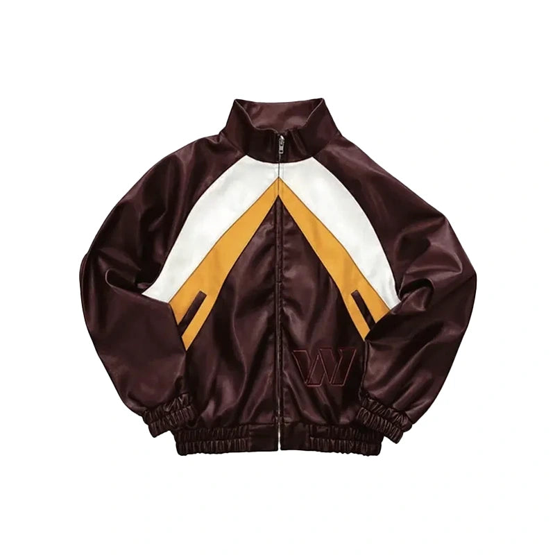 Washington Commanders Burgundy Leather Kru Track Jacket