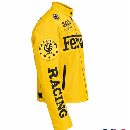 Women Ferrari Yellow Cropped Racing Jacket
