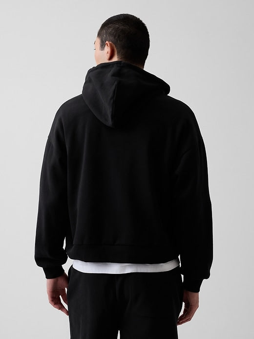 VintageSoft Oversized Crop Zip Hoodie
