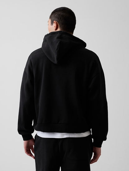 VintageSoft Oversized Crop Zip Hoodie