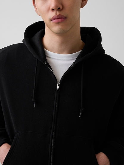 VintageSoft Oversized Crop Zip Hoodie