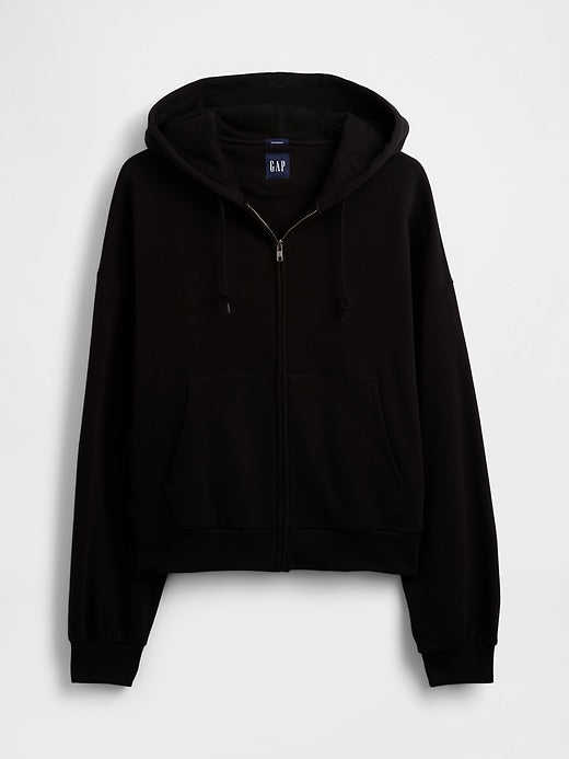 VintageSoft Oversized Crop Zip Hoodie