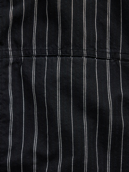 Seersucker Stripe Relaxed Curved-Hem Shirt