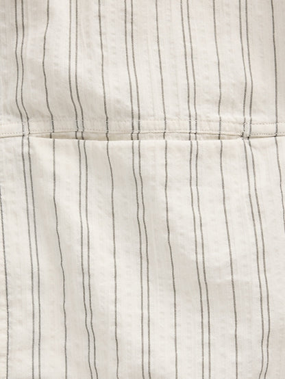 Seersucker Stripe Relaxed Curved-Hem Shirt