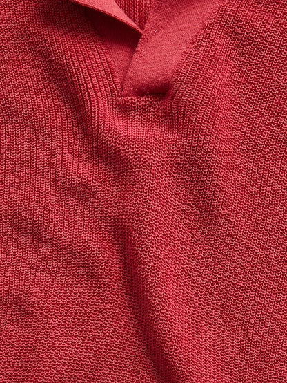 Linen-Blend Camp Polo Sweater Shirt