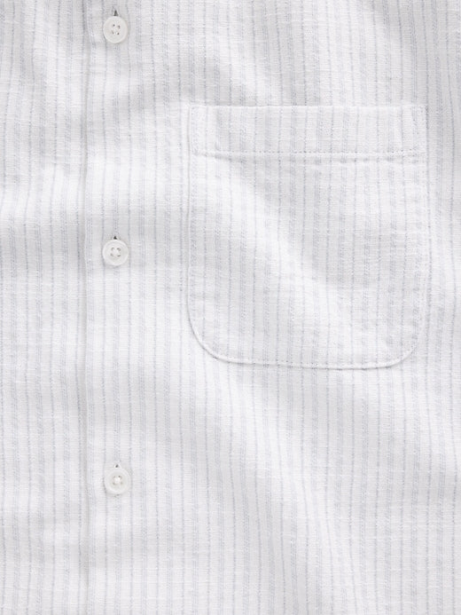 Dobby Stripe Relaxed Straight-Hem Shirt