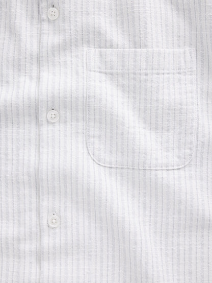 Dobby Stripe Relaxed Straight-Hem Shirt