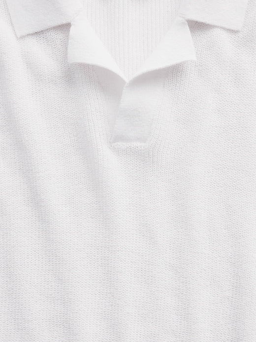 Linen-Blend Camp Polo Sweater Shirt
