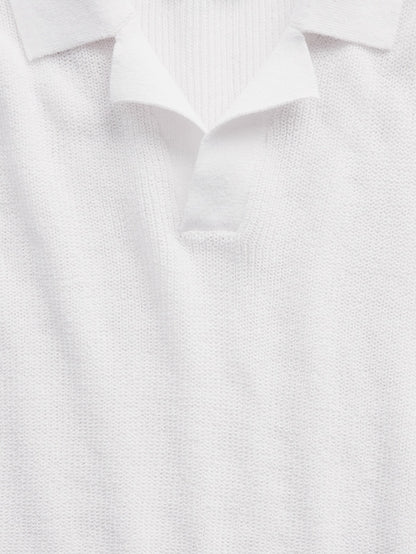 Linen-Blend Camp Polo Sweater Shirt